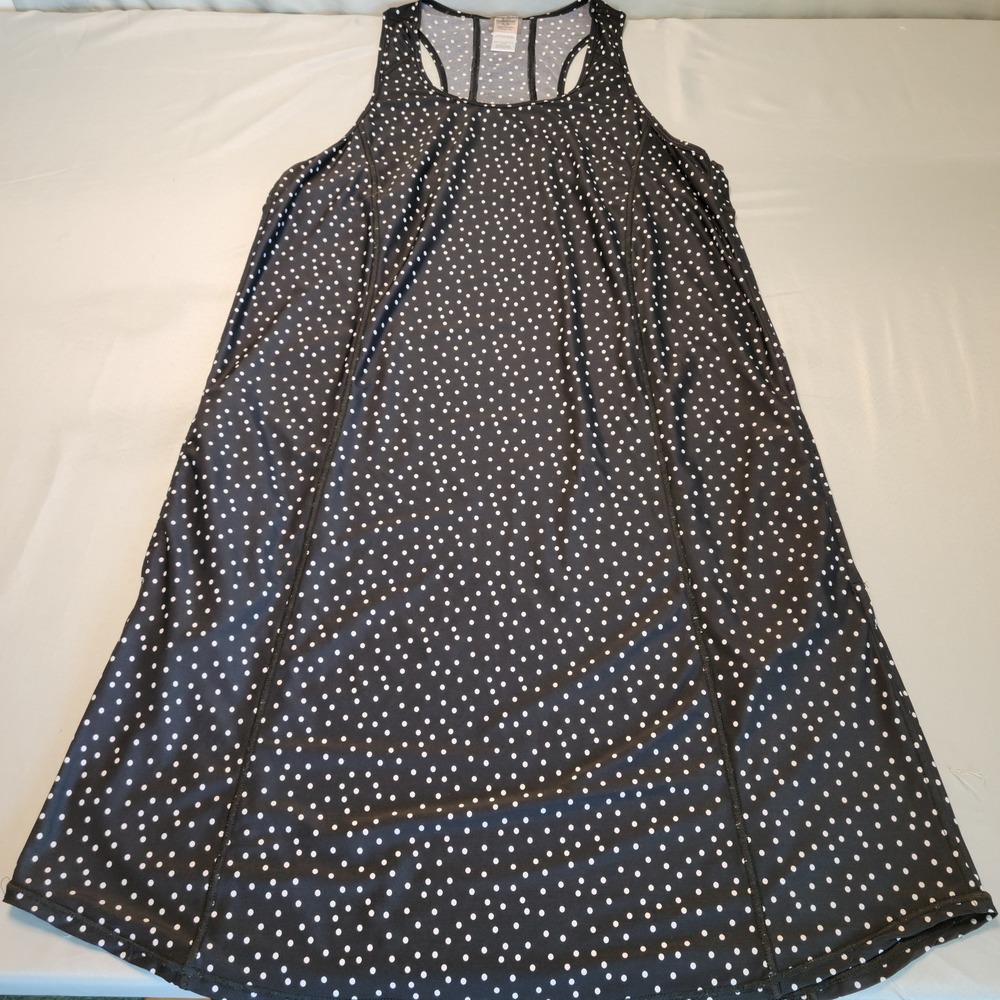 Tommy Bahama IslandActive Dress Women XL Black Polka Dot Racerback Athleisure‎